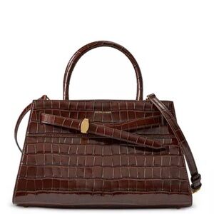 Brand new Veronica Beard Dark Brown Croc-Embossed Satchel
